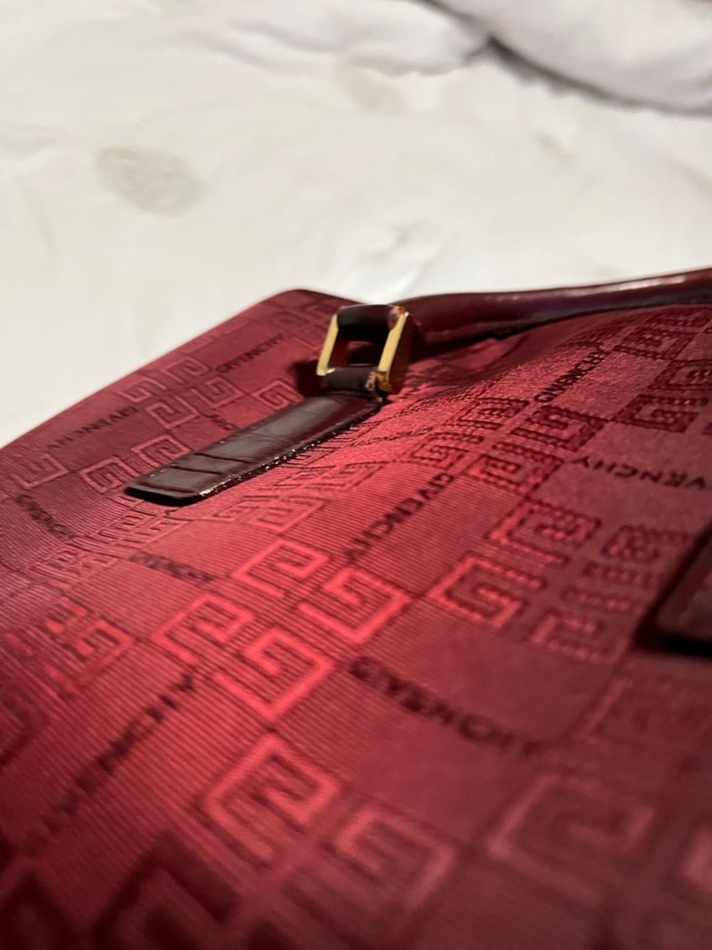 Givenchy Deep Red Monogram Top Handle Satchel authentic - Picture 6 of 14